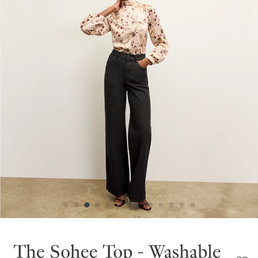 Sohee Floral Mock-Neck Blouse in Cream with floral pattern